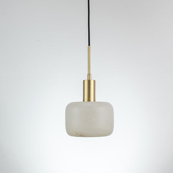 Modern Minimalist Cylinder Full Copper Marble 1-Light Pendant Light For Bedroom