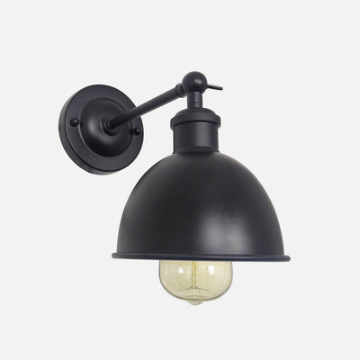 Contemporary Industrial Iron Semi-Circular Shade Rocker Arm 1-Light Wall Sconce Lamp For Living Room