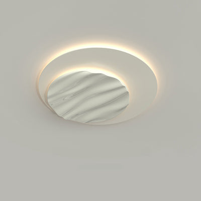 Modern Minimalist Aluminum Polycarbonate Round Ripple LED Flush Mount Ceiling Light For Bedroom