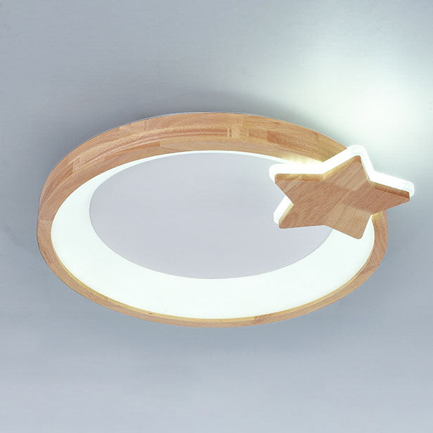 Contemporary Scandinavian Log Ring Acrylic LED Flush Mount Ceiling Light For Bedroom