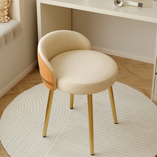 Tabouret de coiffeuse rond en cuir et métal avec dossier en éponge pour chambre à coucher 