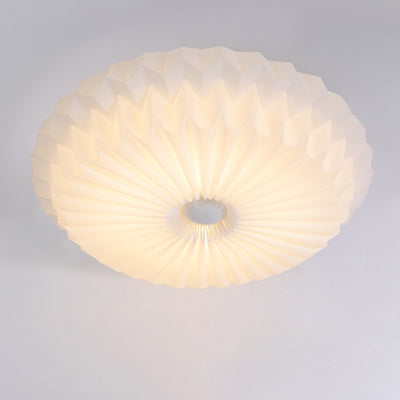 Modern Simplicity Metal Acrylic Round Pleated LED Flush Mount Ceiling Light For Bedroom