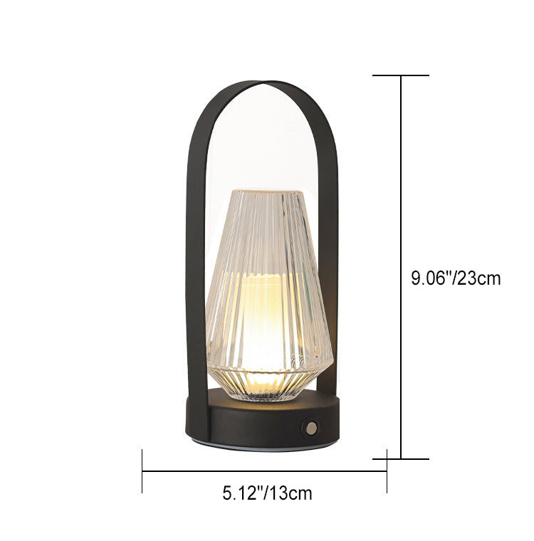 Contemporary Retro Iron Acrylic Elliptical Conic LED Hanging Rechargeable Table Lamp For Bedside