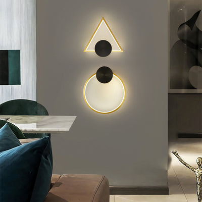 Modern Minimalist Brass Acrylic Triangle Square Circle LED Wall Sconce Lamp For Living Room