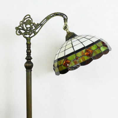 Traditional Tiffany Stained Glass Petal Shade 1-Light Standing Floor Lamp For Home Office