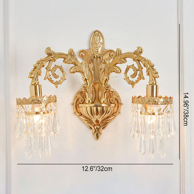 Traditional French Luxury All-Copper Branch 1/2-Light Wall Sconce Lamp For Bedroom