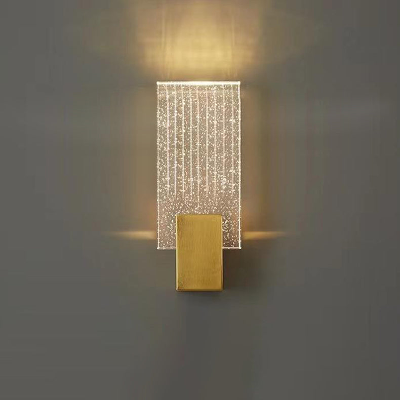 Modern Minimalist Square Copper Crystal LED Wall Sconce Lamp For Living Room