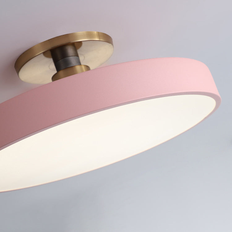 Contemporary Scandinavian Metal Acrylic Round LED Semi-Flush Mount Ceiling Light For Hallway