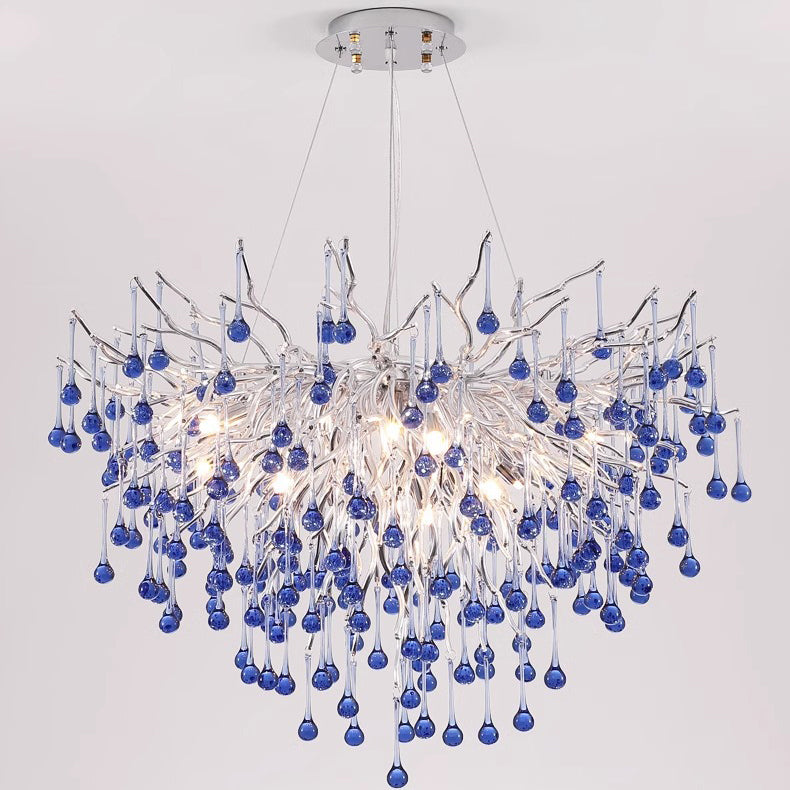 Modern Luxury Crystal Glass Aluminum Branch Water Drop 6/8/10/14 Chandeliers For Dining Room