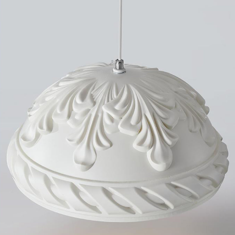 Traditional French Carved Resin Semicircle 1-Light Pendant Light For Living Room