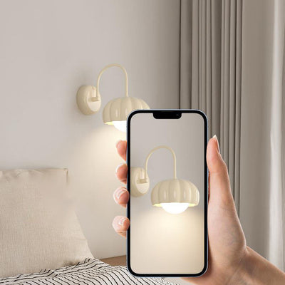 Modern Minimalist Cream Oval Resin PE 1-Light Wall Sconce Lamp For Bedroom