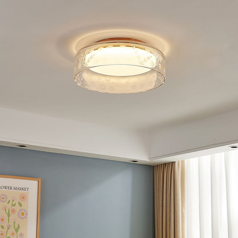 Modern Minimalist Round Metal Acrylic Glass LED Flush Mount Ceiling Light For Bedroom