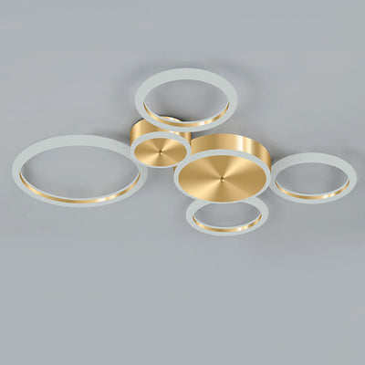 Modern Luxury Golden Circle Acrylic LED Flush Mount Ceiling Light For Living Room