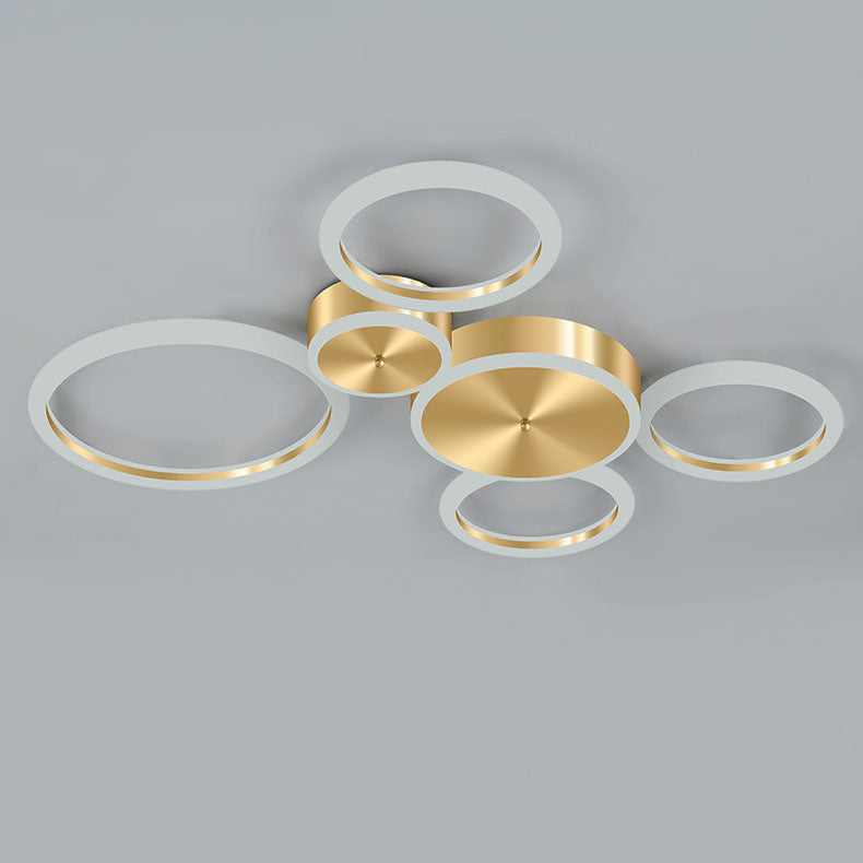 Modern Luxury Golden Circle Acrylic LED Flush Mount Ceiling Light For Living Room