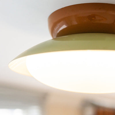 Zeitgenössische skandinavische Macaron geometrische Halbkreis Schatten LED Semi-Flush Mount Deckenleuchte für Wohnzimmer 