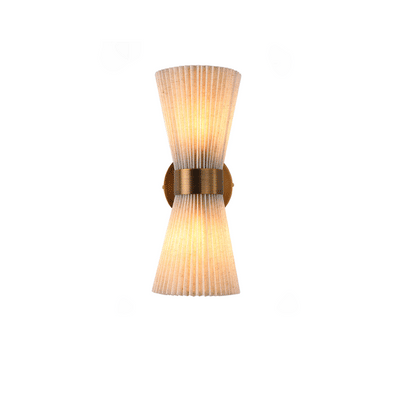 Modern Minimalist Column Fabric Copper 2-Light Wall Sconce Lamp For Living Room