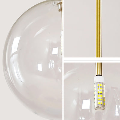 Modern Minimalist Round Ball Bubble Iron Glass 1-Light Pendant Light For Study