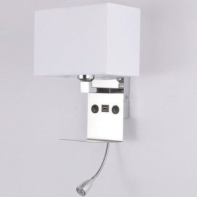 Modern Minimalist Fabric Square Spotlight 2-Light Wall Sconce Lamp For Bedroom