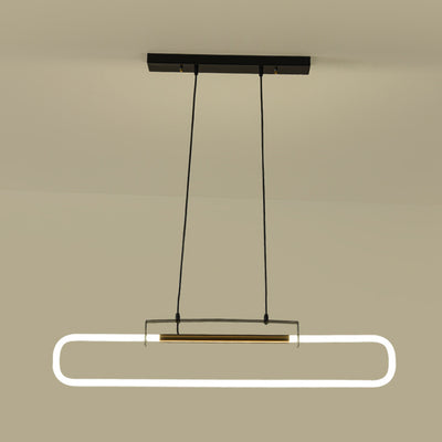 Modern Minimalist Iron Acrylic Rectangular Strip LED Island Light Chandeliers For Dining Room