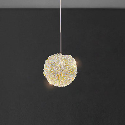 Contemporary Luxury Crystal Lychee Shade Hardware 1-Light Pendant Light For Living Room