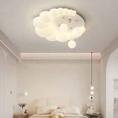 Contemporary Nordic Kids Iron PE Elliptical Round Ball Flower Moon LED Flush Mount Ceiling Light For Bedroom