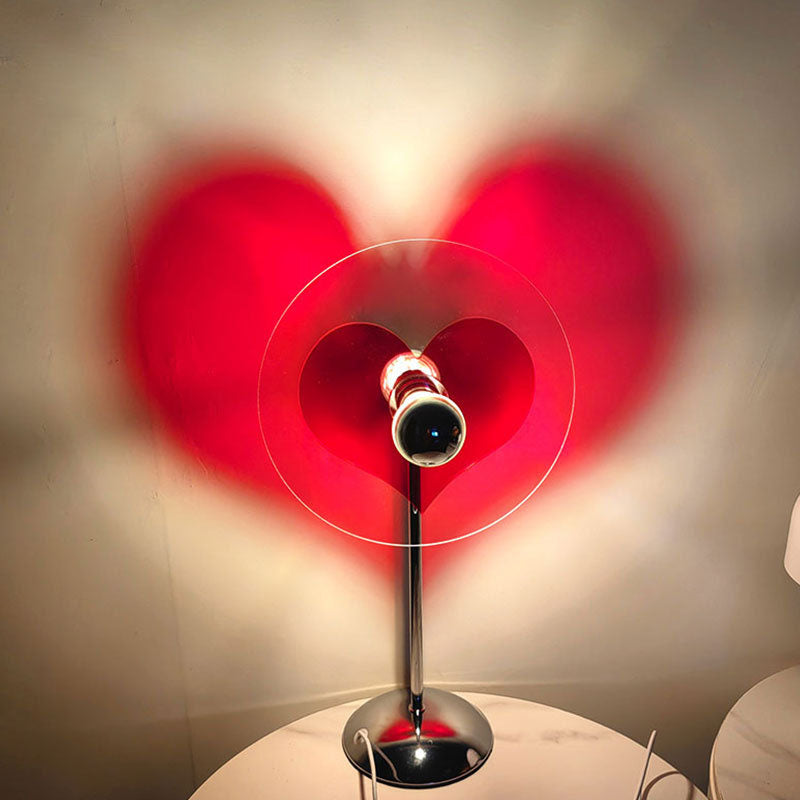 Modern Creative Heart Round Metal Acrylic 1-Light Table Lamp For Bedroom