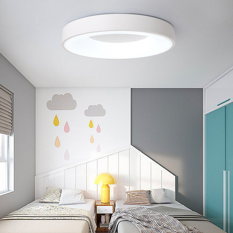 Modern Minimalist Round Circle Iron Acrylic LED Flush Mount Ceiling Light For Bedroom