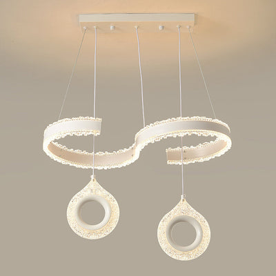 Contemporary Scandinavian Iron Aluminum Acrylic Round Semicircle LED Chandelier For Living Room