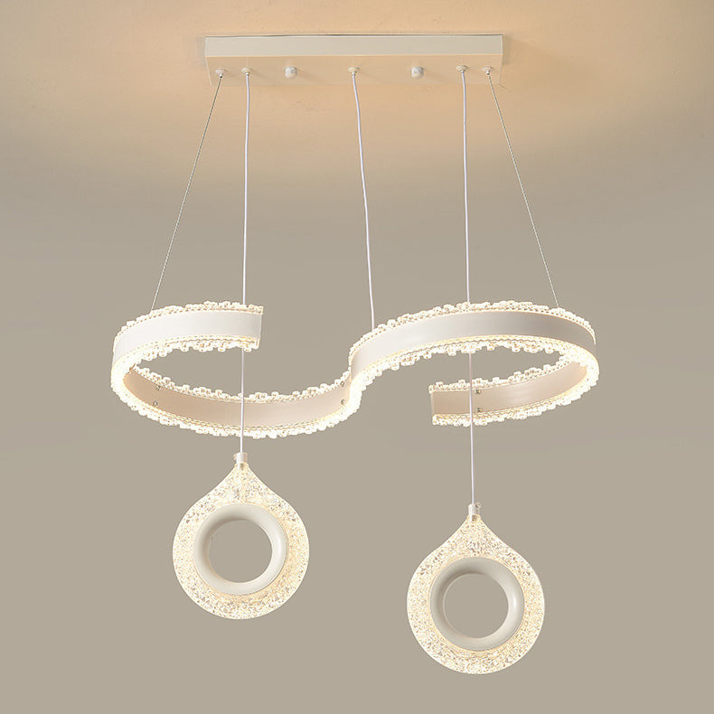 Contemporary Scandinavian Iron Aluminum Acrylic Round Semicircle LED Chandelier For Living Room