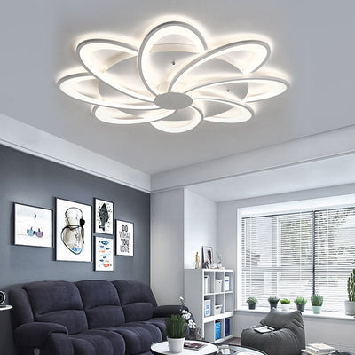 Contemporary Creative Petal Hardware Acrylic LED Semi-Flush Mount Ceiling Light For Living Room