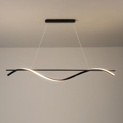 Modern Minimalist Wave Silicone Strip Iron LED Island Light Pendant Light For Living Room