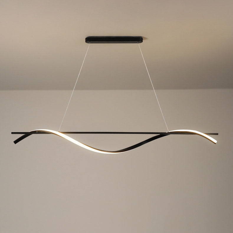 Modern Minimalist Wave Silicone Strip Iron LED Island Light Pendant Light For Living Room