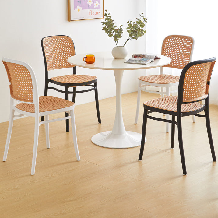 Modern Minimalist Square Rattan Plastic Dining Chair For Dining Room