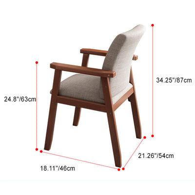 Contemporary Nordic Square Fabric Wood Desk Chair Backrest Armrest For Home Office