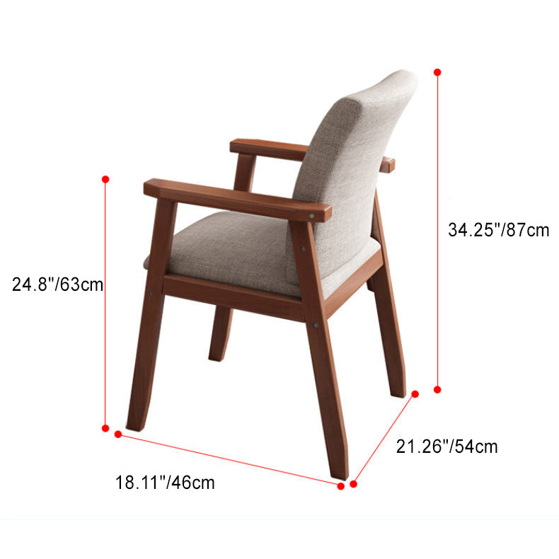 Contemporary Nordic Square Fabric Wood Desk Chair Backrest Armrest For Home Office