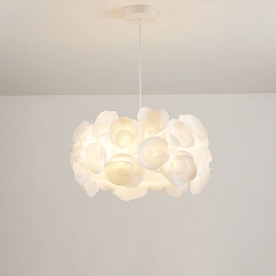 Modern Minimalist Cream Flower Bouquet Iron PVC 3-Light Pendant Light For Living Room