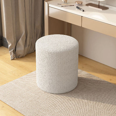 Modern Minimalist Cylinder Frame Lambswool Solid Wood Vanity Stool For Bedroom