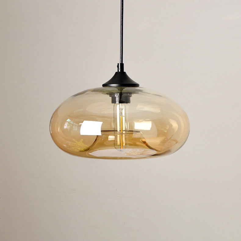 Contemporary Nordic Oval-Shaped Glass Shade Iron 1-Light Pendant Light For Living Room