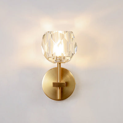 Modern Mid-Century Crystal Ball Iron Straight Pole 1-Light Wall Sconce Lamp For Living Room