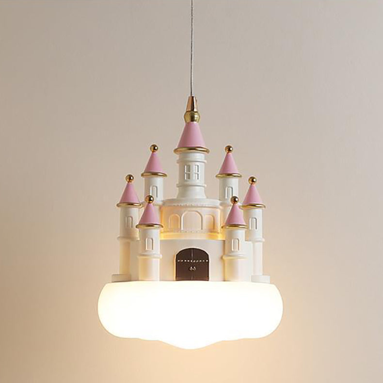 Contemporary Nordic Kids Resin PVC PE Castle 1-Light Pendant Light For Bedroom