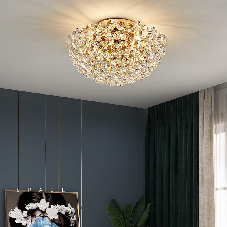 Contemporary Creative Dandelion Aluminum Crystal 4/5/6/ Light Flush Mount Ceiling Light For Living Room