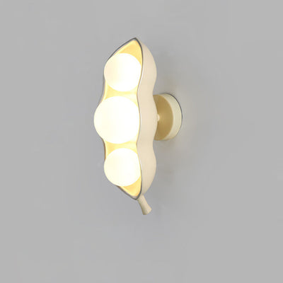 Contemporary Creative Resin Glass Pea Pod Design 3-Light Wall Sconce Lamp For Bedroom