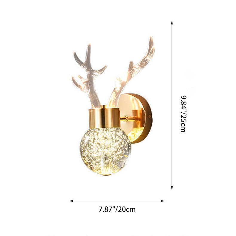 Contemporary Creative Acrylic Antler Bubble Crystal Ball LED Wall Sconce Lamp For Living Room