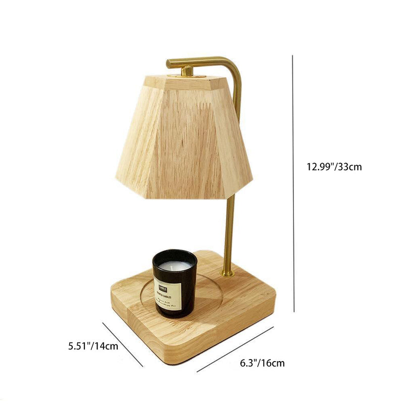 Contemporary Creative Wooden Hexagonal Liftable 1-Light Melting Wax Table Lamp For Bedroom