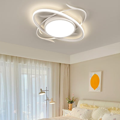 Modern Art Deco Iron Acrylic Square Round Leave LED Flush Mount Ceiling Light For Bedroom