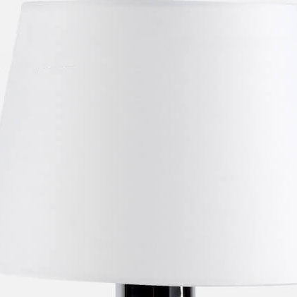 Modern Minimalist White Fabric Chrome Metal 1-Light Table Lamp