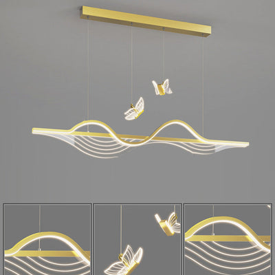 Modern Minimalist Long Butterfly Silicone Hardware Acrylic LED Island Light Chandelier For Living Room