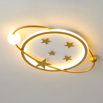 Contemporary Nordic Geometric Starry Hanging Acrylic Round LED Flush Mount Ceiling Light For Bedroom