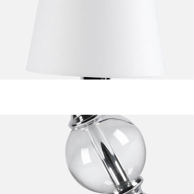 European-style Simple White Fabric Chrome Metal 1-Light Table Lamp