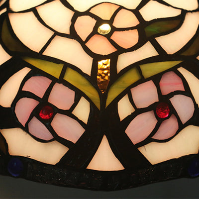 Traditional Tiffany Half Circle Hardware Stained Glass 1-Light Wall Sconce Lamp For Bedroom